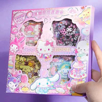 Sanrio 100-Piece Sticker Set Non-Repeating Hello Kitty Cinnamoroll Kuromi Waterproof Stationery Sticker Diy Handbook Stickers 1