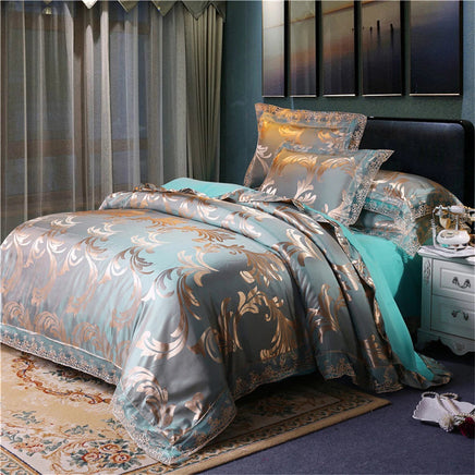 Nordic Satin Jacquard Duvet Cover Set Luxury Flower Bedding Set Adlut Quilt Cover Pillowcases Sheet Twin Queen King Home Texiles Lusy Store