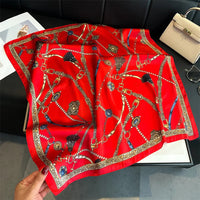 2024 Spring/Summer Breathable Chain Print Neckerchief Fashion 70*70cm Square Scarf Women’s Classical Imitation Silk Bandannas Lusy Store