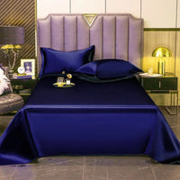 High End Satin Sheets, Soft And Comfortable Solid Color Sheets, Luxurious Single And Twin Bed Sheets shen lan se
