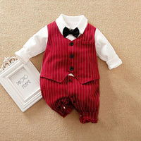 3-18M Boys Romper Newborn Striped Gentleman Tuxedo Infant Party Costume Baby Cotton Halloween Outfit Long Sleeve Formal Clothes ED013201