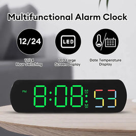Voice Control Digital Alarm Clock Date Temperature Display Countdown Up Timer Night Mode Table Clock 12/24H Electronic LED Clock Lusy Store