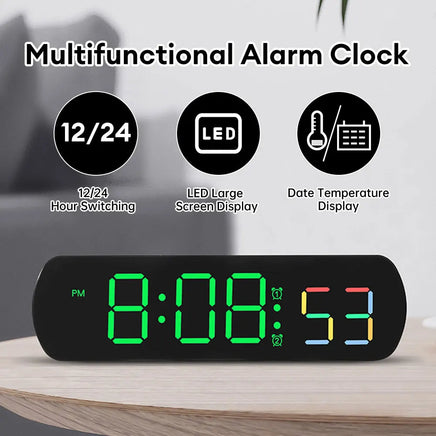 Voice Control Digital Alarm Clock Date Temperature Display Countdown Up Timer Night Mode Table Clock 12/24H Electronic LED Clock Lusy Store