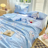 Hello Kitty Kawaii Summer Quilt Anime Cartoon Bedding Quilt Cover Student Bedding Soft Microfiber Bedspread Lightweight Coverlet Lusy Store
