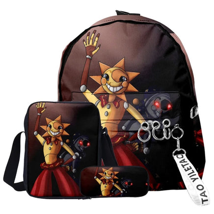 Trendy Popular Funny sundrop fnaf 3D Print 3pcs/Set pupil School Bags Laptop Daypack Backpack Inclined shoulder bag Pencil Case Lusy Store