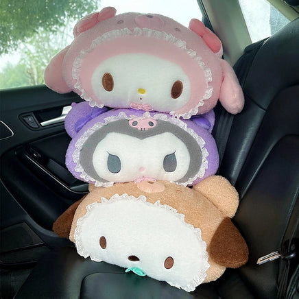 Lusy Store Cute Kuormi My Melody Headrest Anime Cushion Car Seat Game Chair Stuffed Japanese Style Pillow Sofa Bed Plushies Birthday Gifts 