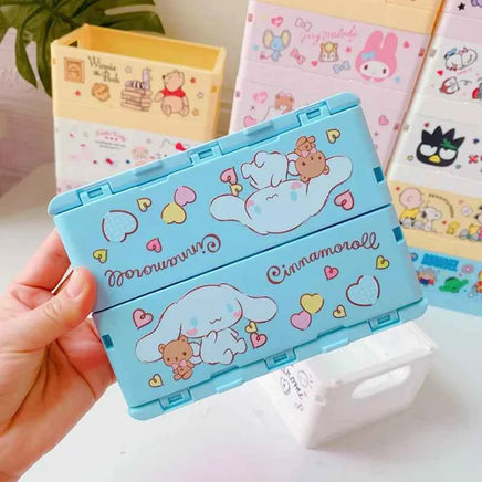 Sanrio Kawaii Hello Kitty My Melody Kuromi Cinnamoroll Desktop Storage Box Foldable Stackable Cosmetic Organizer Desktop Storage