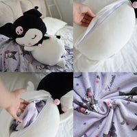 Lusy Store LLC Big Size Kuromi Plush Toy Melody Kuromi Cinnamoroll Stuffed Doll Sofa Cushion Flannel Nap Quilt Xmas Gift Plush