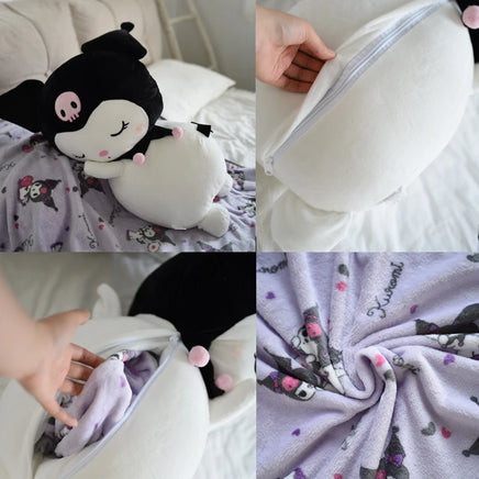 Lusy Store LLC Big Size Kuromi Plush Toy Melody Kuromi Cinnamoroll Stuffed Doll Sofa Cushion Flannel Nap Quilt Xmas Gift Plush