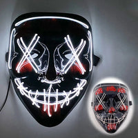 Featured Halloween Masks LED Light Up Full Face Masks Red, Green, Blue Holiday Cosplay Halloween Costumes Masquerade Party, Carn white