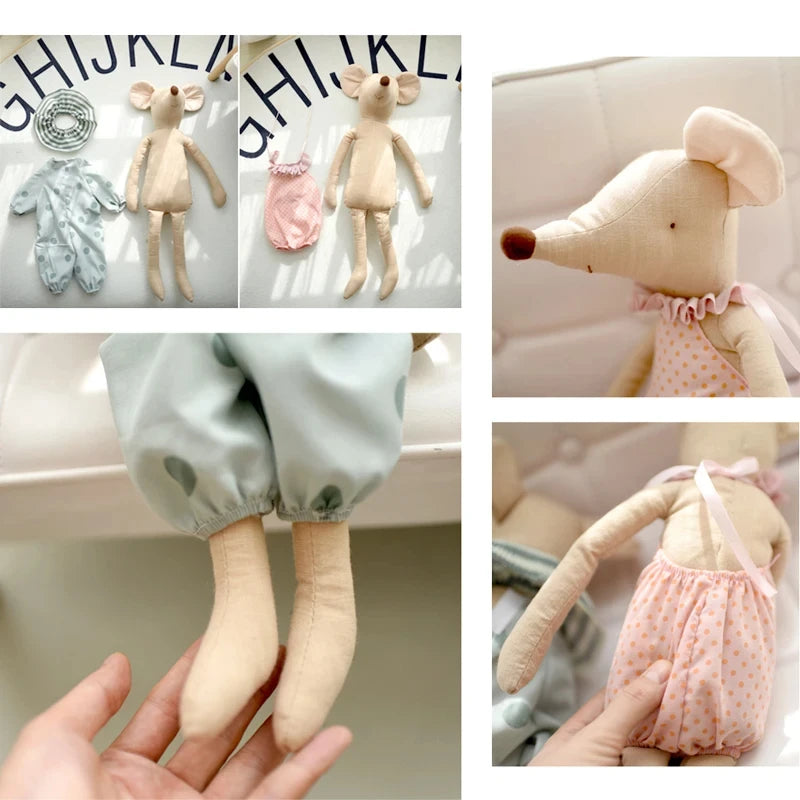 Lusy Store LLC Cute Baby Mouse Plush Toys Stuffed Animal Mouse Dolls Lovely Rat with Clothes Kids Birthday Gifts Plush