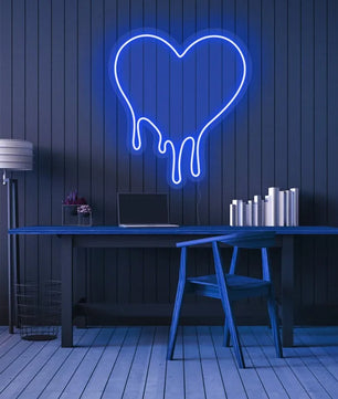 Melting Heart Neon Sign Bleeding Dripping Heart LED Light Home Wall Decor Bedroom Decoration