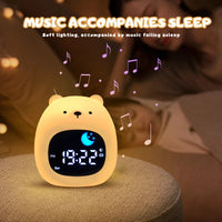 Night Light Clock Cat Baby Sleeping Training Musical Alarm Clock Led Night Table Light Children Sleep Training D
