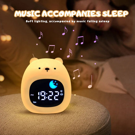 Night Light Clock Cat Baby Sleeping Training Musical Alarm Clock Led Night Table Light Children Sleep Training D
