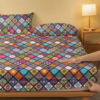 1 Bohemian patterned frosted bedsheet, bedroom printed bedspread, bedding (excluding pillowcases) Lusy Store