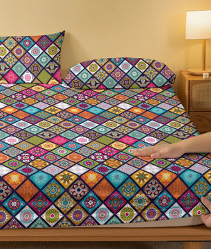 1 Bohemian patterned frosted bedsheet, bedroom printed bedspread, bedding (excluding pillowcases) Lusy Store