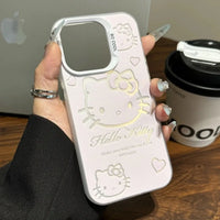 Luxury Pink Hello Kitty With Bracket Phone Case For iPhone 16 15 14 13 12 11 ProMax XR XS 7 8 Plus Soft Anti Drop Silicone Cover A
