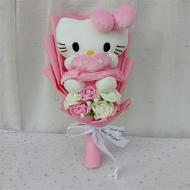 Animation Derivatives Hello Kitty Anime Bouquet With Rose Cartoon KT Cat Valentine Mother's Day Christmas Graduation Gift Lusy Store