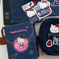 Cute Cartoon Anime Merchandise Hello Kitty High Looks Handheld Account Book Student Portable Denim Loose Leaf Diary Notepad Gift