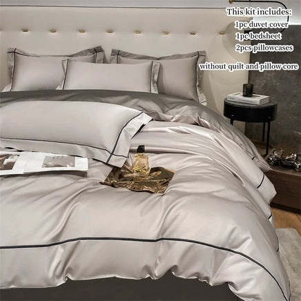4pcs Embroidery Bedding Set for adults Bedroom egyptian Cotton Duvet Cover Pillowcase Bedspread Simple Bed Sheet Set Bed Linens Lusy Store