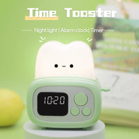 LED toaster alarm clock, creative cartoon nightlight with timing function, ins wind bedside decoration