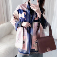 Throw Blanket Luxury Winter Cashmere Scarf Women Design Warm Blanket Horse Scarves Female Shawl Wraps Poncho Feminino Inverno Lusy Store