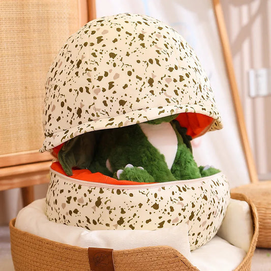 Lusy Store LLC 2 In 1 Dinosaur Plush Green Baby Dino In A Dragon Egg Stuffed Toy Cute Hugging Sleeping Doll Gifts Plush