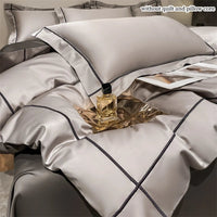 4pcs Embroidery Bedding Set for adults Bedroom egyptian Cotton Duvet Cover Pillowcase Bedspread Simple Bed Sheet Set Bed Linens Lusy Store