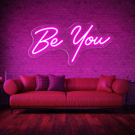 Lusy Store LLC Be You LED Neon Sign, USB Energy Saving Power Supply Indoor and Outdoor Room Wall Hanging Decorative Lights Neon Sign