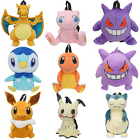 Lusy Store LLC 15 Styles Pokemon Charizard Mimikyu Eevee Snorlax Gengar Mew Mario Koopa Backpack Plush Stuffed Toys Plush