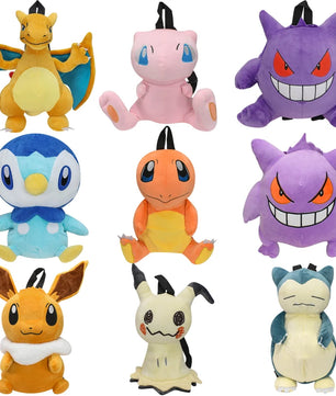 Lusy Store LLC 15 Styles Pokemon Charizard Mimikyu Eevee Snorlax Gengar Mew Mario Koopa Backpack Plush Stuffed Toys Plush