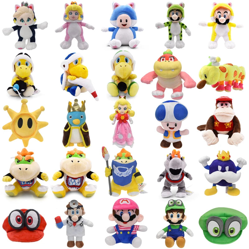 Lusy Store LLC 25 Styles Mario Plush Toys Luigi Princess Peach Toad Diddy Kong Koopa Troopa Bowser Jr Anime Stuffed GIfts Plush