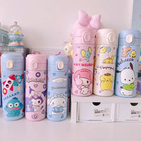 Sanrio Hello Kitty Kuromi Melody Cartoon Stainless Bounce Cup Creative Trending Student Water Bottle Large Capacity Thermos Cup