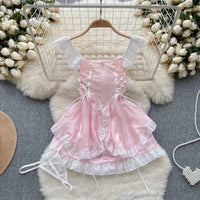 Kawaii Maid Oufit See Through Anime Cosplay Lingerie Cute Cat Women Lolita Sexy Bunny Halloween Costumes Lace PrincessDress New Pink