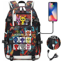 New Sprunki Print USB Boys Girls Kids Book Bags Large Capacity Teenagers Schoolbags Women Men Laptop Travel Backpack Picture Color 13 18 Inch
