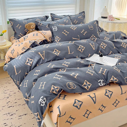 4 Pieces,100% Cotton Bedding Set,Four Piece Bed Sheet Comforter Comforter Set,Modern Fashion Couple Bed Comforter Set Lusy Store