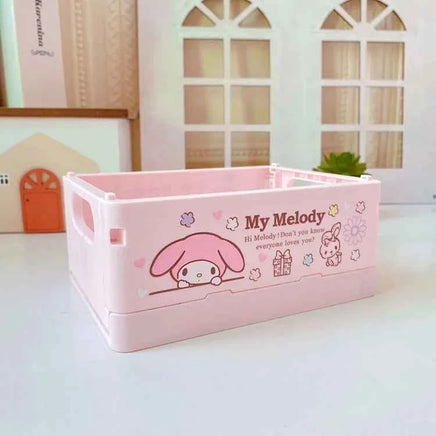 Sanrio Kawaii Hello Kitty My Melody Kuromi Cinnamoroll Desktop Storage Box Foldable Stackable Cosmetic Organizer Desktop Storage 6