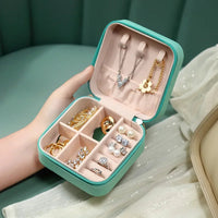 Portable Mini Jewelry Storage Box Travel Organizer Jewelry Case Leather Storage Earrings Necklace Ring Jewelry Organizer Display Lusy Store