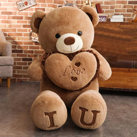 Big I LOVE YOU Bear Plush Toy Lovely Huge Stuffed Soft Bear Doll Lover Valentine's Day Gift For Girlfriend Brown