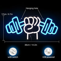 Lusy Store LLC Fitness Neon Sign Dumbbell LED Light Gym Art Wall Decoration Neon Sign