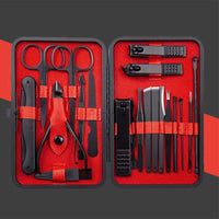 7/10/12/18/20/24PCS Set Professional Manicure Set Kits Stainless Steel Fingernail Toenail Clippers Set with Leather Portable Lusy Store
