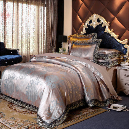 Nordic Satin Jacquard Duvet Cover Set Luxury Flower Bedding Set Adlut Quilt Cover Pillowcases Sheet Twin Queen King Home Texiles Lusy Store