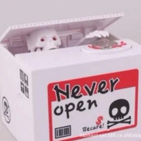 Kitty Cat Piggy Bank Action Figure Anime Cartoon Stealing Coins Kid Pink Cute Piggy Bank Money Safe Birthday Children's Gifts White Ghost