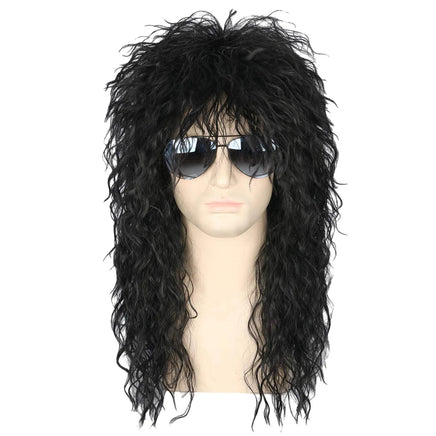 Men Women 70s 80s Rock Punk Wig Long Curly Synthetic Hair Halloween Wigs Halloween Costumes Animation Wigs black