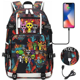 New Sprunki Print USB Boys Girls Kids Book Bags Large Capacity Teenagers Schoolbags Women Men Laptop Travel Backpack Picture Color 10 18 Inch