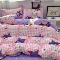 Hello Kitty Bedding Set Kawaii Cartoon Bed Linen Sheet Duvet Cover With Pillowcase Girls Bed Cover Set J