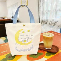 Sanrio Hello Kitty Shoulder Bag For Women Kuromi Cinnamoroll Canvas Shopping Bag Casual Large Capacity Waterproof Girl'S Handbag 07
