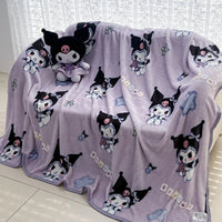 Sanrio Plush Kids Blanket Soft Fluffy Hello Kitty Cinnamoroll Cartoon Warm Throw Quilt Rainbow Blanket for Sofa Bedroom Gift kuromi
