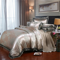 Nordic Satin Jacquard Duvet Cover Set Luxury Flower Bedding Set Adlut Quilt Cover Pillowcases Sheet Twin Queen King Home Texiles Lusy Store