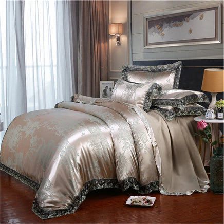Nordic Satin Jacquard Duvet Cover Set Luxury Flower Bedding Set Adlut Quilt Cover Pillowcases Sheet Twin Queen King Home Texiles Lusy Store